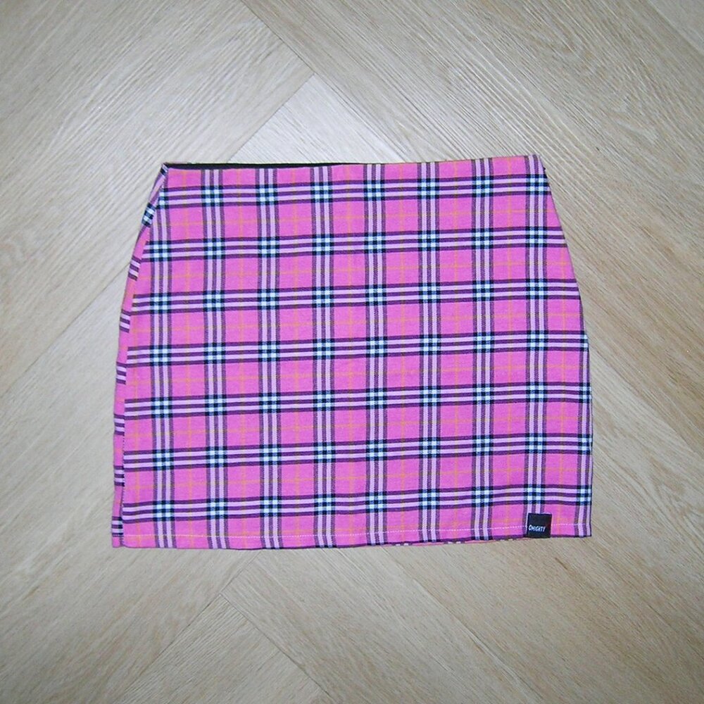 O Mighty Pink Plaid Mini Skirt